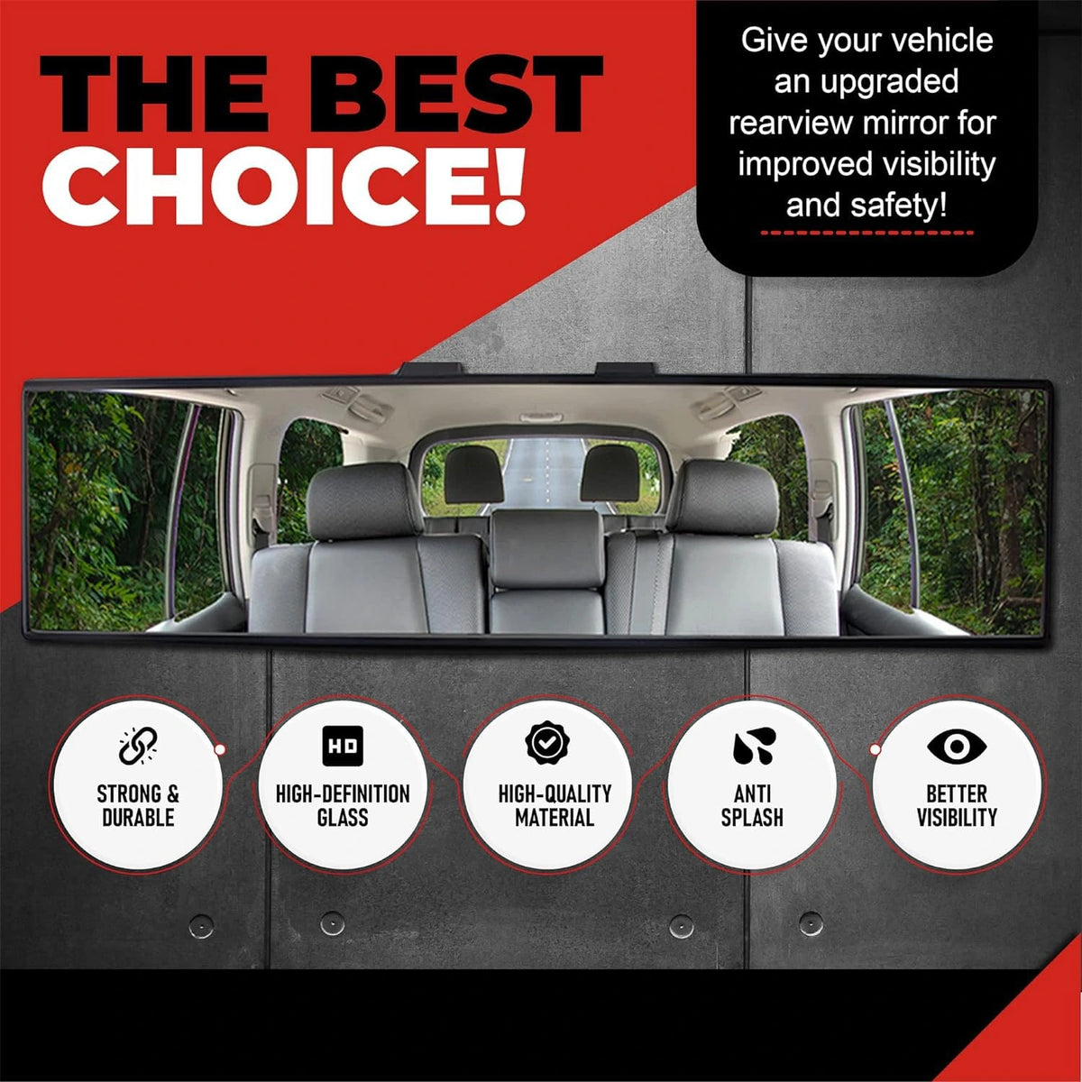 Universal Clip-On Wide Angle Car Rear View Mirror | Anti-Glare