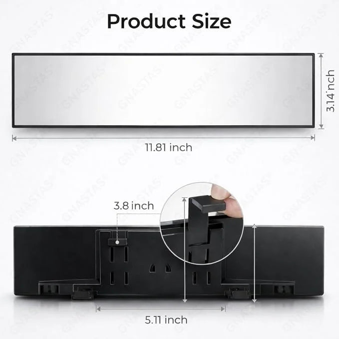 Universal Clip-On Wide Angle Car Rear View Mirror | Anti-Glare