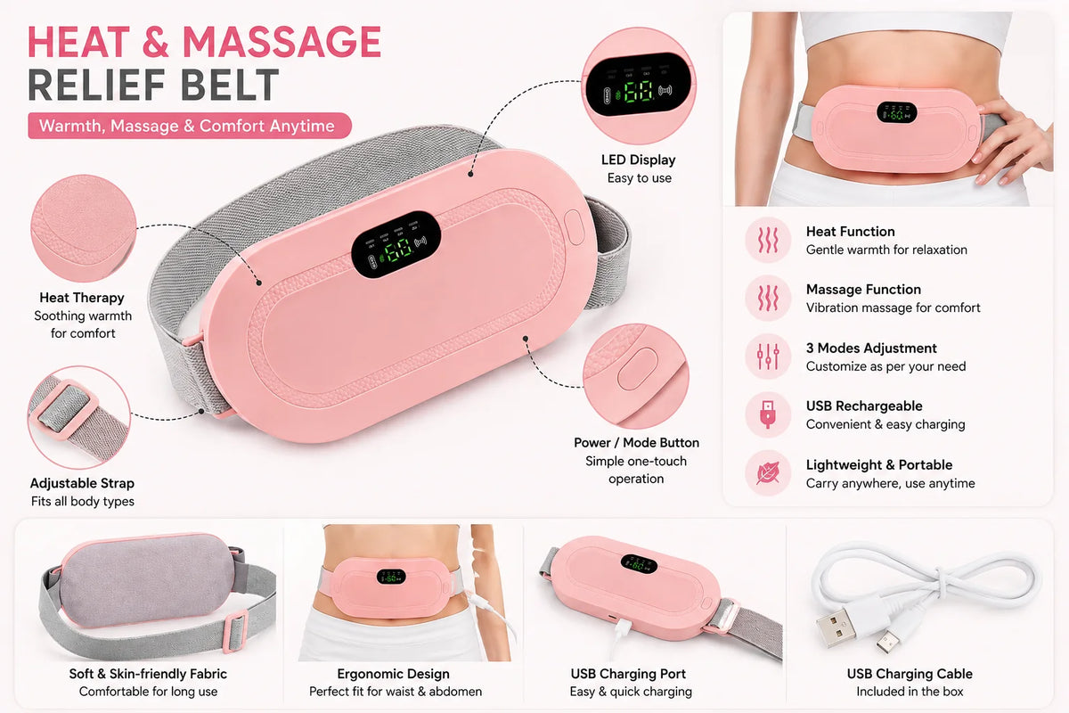XOTIC Period Cramp Comfort Heating Pad and Massager