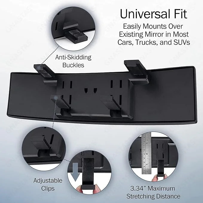 Universal Clip-On Wide Angle Car Rear View Mirror | Anti-Glare
