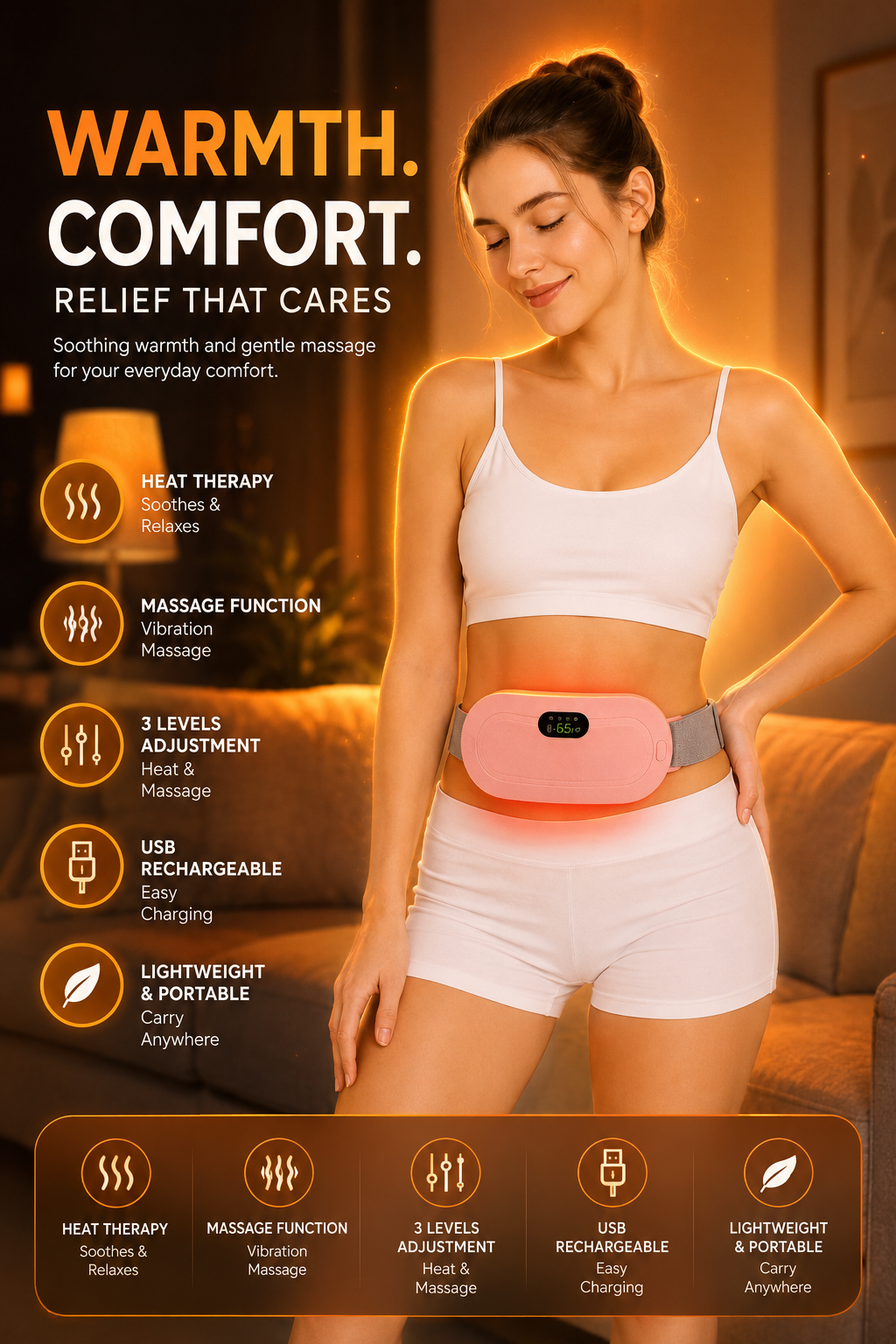 XOTIC Period Cramp Comfort Heating Pad and Massager